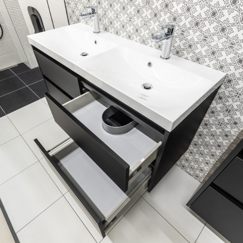 Mereo Mailo, koupelnová skříňka 81 cm, černé madlo, Multidecor, Arktická šedá CN591SBARS1