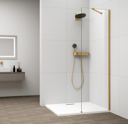 Polysan ESCA GOLD MATT jednodílná sprchová zástěna k instalaci ke stěně, sklo čiré, 500 mm ES1050-04