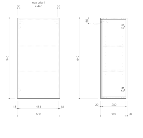 Sapho ESPACE skříňka 50x94x32cm, 1x dvířka, levá/pravá, borovice rustik ESC850-1616