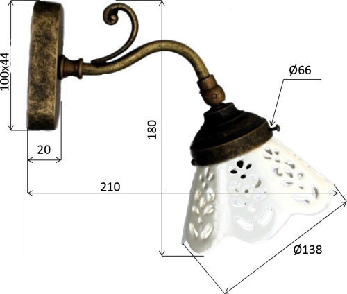 Sapho BARI svítidlo E14, 40W, 230V, keramické stínítko, IP21, bronz MC811