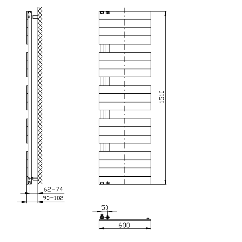 Aqualine MILI otopné těleso 600x1510 mm, bílá DC640T