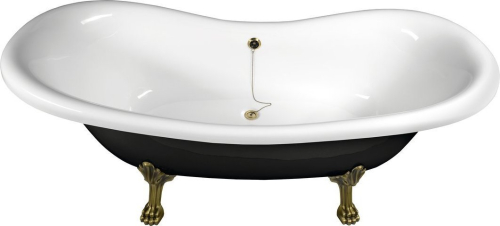 Polysan CHARLESTON volně stojící vana 188x83x69cm, nohy bronz, černá/bílá 72960