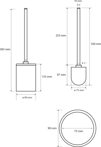 Sapho X-ROUND WHITE WC štětka na postavení, bílá mat XR306W