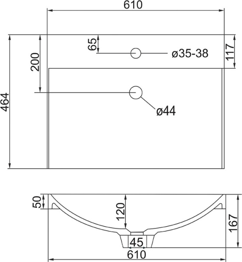 Mereo Bino, koupelnová skříňka s umyvadlem z litého mramoru 61 cm, bílá CN660M