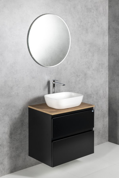 Aqualine ALTAIR skříňka s deskou 78, 5 cm, černá mat/dub emporio AI680-01