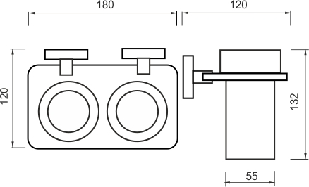 Nimco UNIX Držák na kartáčky dvojitý UN X3-58DW-26