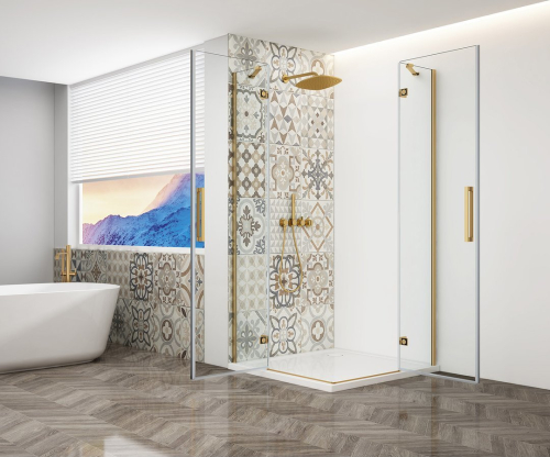 Gelco TRINITY GOLD MATT čtvercový sprchový kout 900x900mm, rohový vstup, čiré sklo GT2290-90C-G
