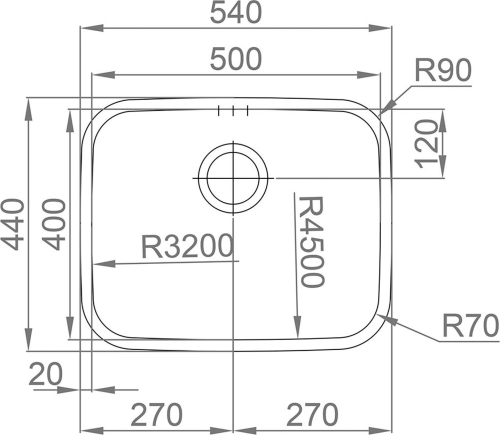 Nerezový dřez Sinks INDUS 540 V 1,0mm leštěný RDINL5404401V