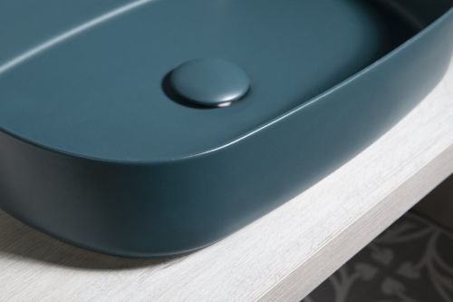 Isvea INFINITY OVAL keramické umyvadlo na desku, 55x36cm, zelená petrol 10NF65055-2P