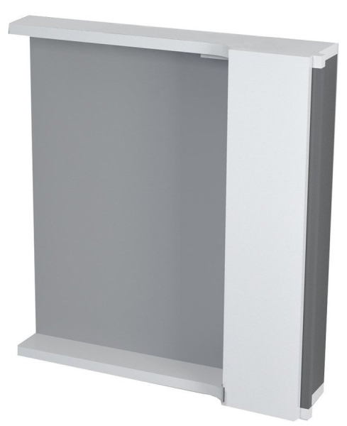 Sapho PULSE galerka s LED osvětlením, 75x80x17cm, pravá, bílá/antracit PU078-3034
