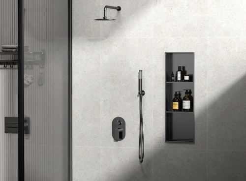 Sapho DENBO zapuštěná police do obkladu, 270x810mm, nerez, gun metal 1301-27B