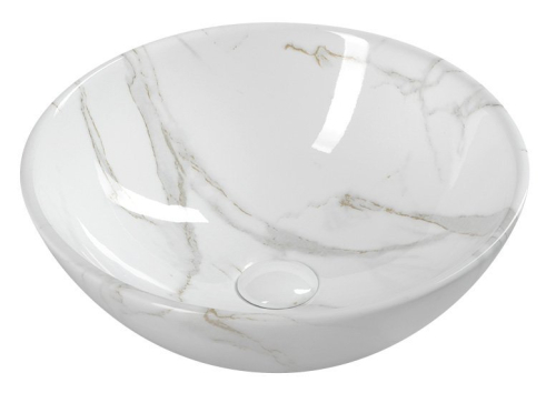 Sapho DALMA keramické umyvadlo na desku, Ø 42 cm, carrara MM117