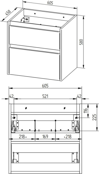 Mereo Opto, koupelnová skříňka 61 cm, dub Riviera CN920S