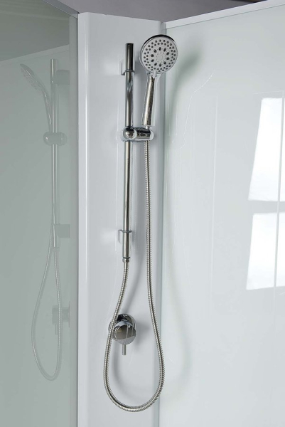 Aqualine AIGO čtvrtkruhový sprchový box 900x900x2040 mm, bílý profil, čiré sklo YB93