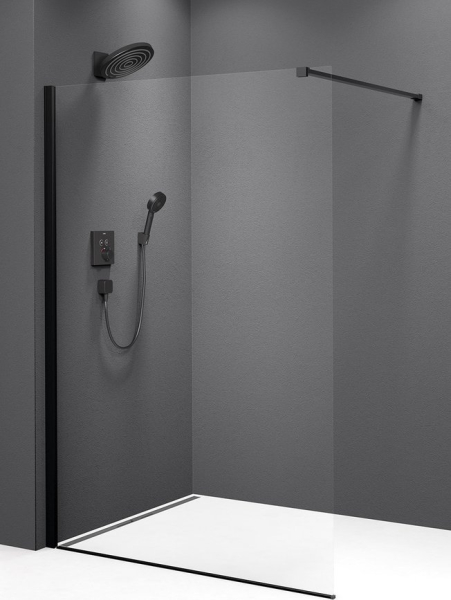 Polysan MODULAR SHOWER BLACK jednodílná zástěna pevná k instalaci na zeď, 800 mm MS1-80B