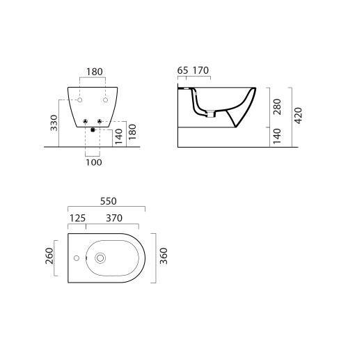 GSI PURA ECO bidet závěsný, 36x55cm, černá mat 8867126