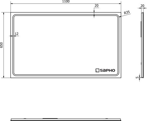 Sapho GEMINI zrcadlo s LED osvětlením 110x65cm GM110