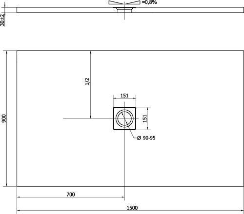 Polysan FLEXIA vanička z litého mramoru s možností úpravy rozměru, 150x90cm 72898