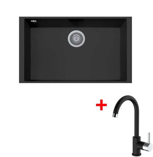 Granitový dřez Sinks CUBE 690U Nanoblack + MIX 35 Nanoblack G264N6