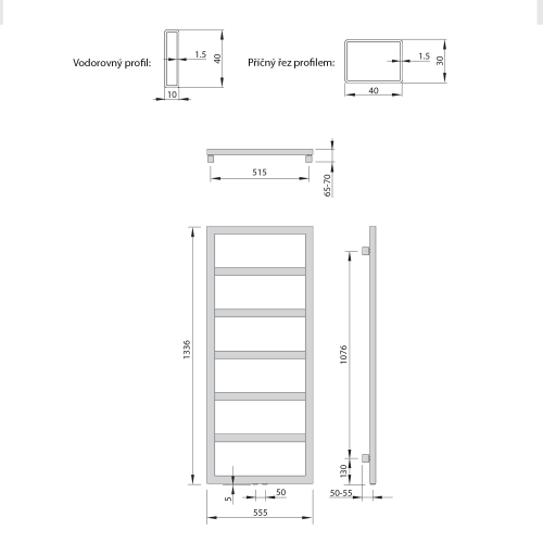Sapho DENALI otopné těleso 550x1336 mm, antracit DN613A
