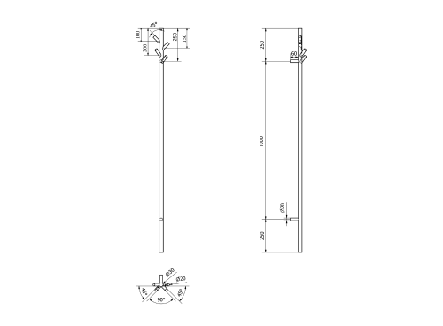 Sapho PASADOR elektrický sušák ručníků, kulatý, 150x1500 mm, 30 W, nerez lesk ER175V