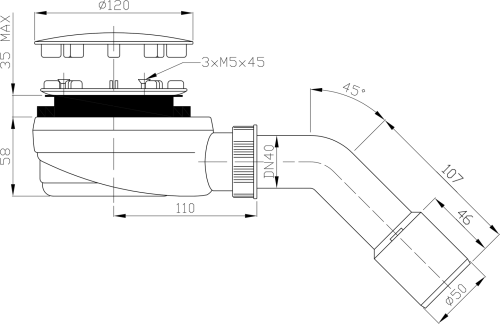 Bruckner Vaničkový sifon nízký, průměr 90mm, DN40/50, krytka nerez lesk 162.940.3