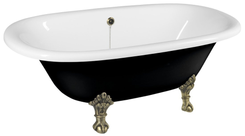 Polysan REGATA volně stojící vana 175x85x61cm, nohy bronz, černá/bílá 10271