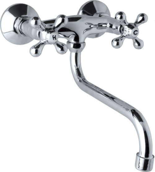 Mereo Dřezová nástěnná baterie, Retro Viktorie, 100 mm, s ramínkem trubkovým ø 18 mm - 200 mm CBL301A
