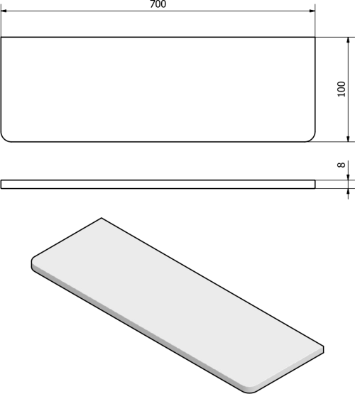 Sapho X-ROUND skleněná police 700mm, chrom/čiré sklo XR009-16