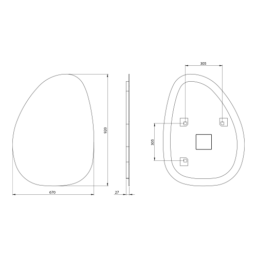 Sapho STEN zrcadlo s LED podsvícením 67x92cm NA372