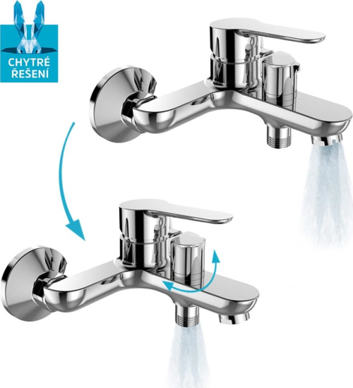 Mereo Vanová nástěnná baterie, Zuna, 150 mm, s keramickým přepínačem, bez příslušenství, chrom CB90104Z