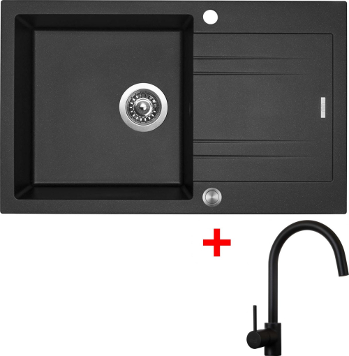 Granitový dřez Sinks LINEA 780 XC Metalblack + Vitalia černá matná G4374XC