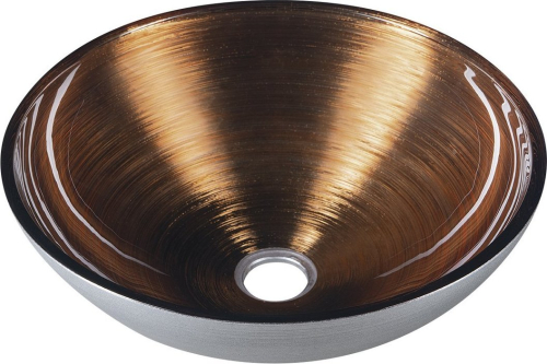 Sapho MURANO WENGE skleněné umyvadlo na desku, průměr 40cm, měděná/stříbrná AL5318-66