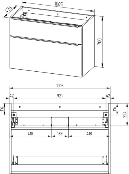 Mereo Mailo, koupelnová skříňka s keramickým umyvadlem 101 cm, dub Riviera, chrom madlo CN522