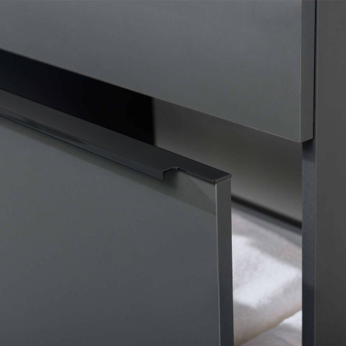 Mereo Mailo, koupelnová skříňka s keramickým umyvadlem 61 cm, šedá mat, černé madlo CN570B