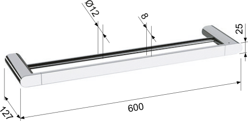 Sapho FLORI dvojitý držák ručníků 600mm, bílá mat RF011/14