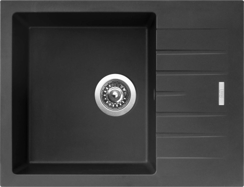 Granitový dřez Sinks PERFECTO 650 Pureblack + ELASTA S nerez/černá G24726