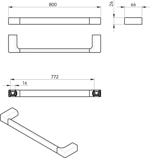 Gedy PIRENEI držák ručníků 800mm, bílá mat PI218002