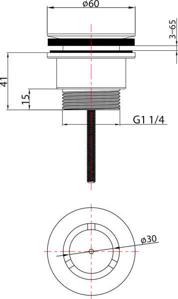 Sapho Umyvadlová výpust 5/4“, neuzavíratelná, design zátka, 3-65mm, chrom CV2005