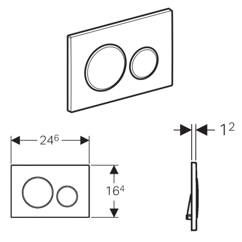 Geberit GEBERIT SIGMA20 ovládací tlačítko, Easy-to clean/černá mat 115.882.16.1