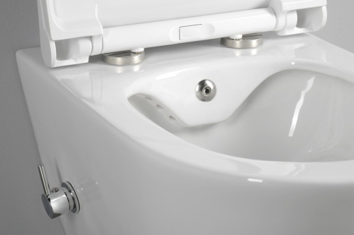 Sapho AVVA CLEANWASH závěsná WC mísa, integrovaná baterie a bidet. sprška, Rimless, 35, 5x53cm, bílá 100315