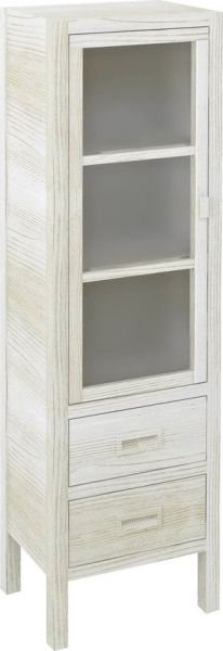 Sapho BRAND skříňka 2 šuplíky, prosklená dvířka 40x140x30cm, levá, starobílá BA032