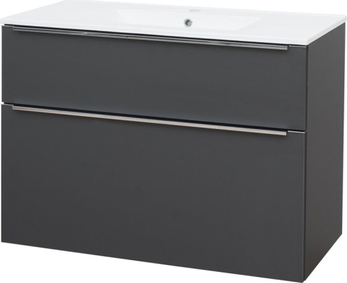 Mereo Mailo, koupelnová skříňka s keramickým umyvadlem 101 cm, antracit, chrom madlo CN532