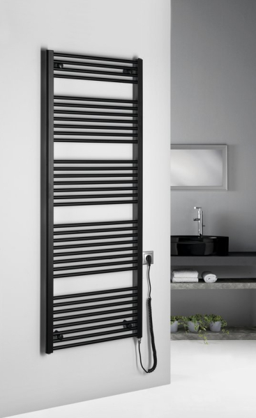 Aqualine DIRECT-E elektrické otopné těleso rovné 600x1680 mm, 800 W, černá ILE66TB