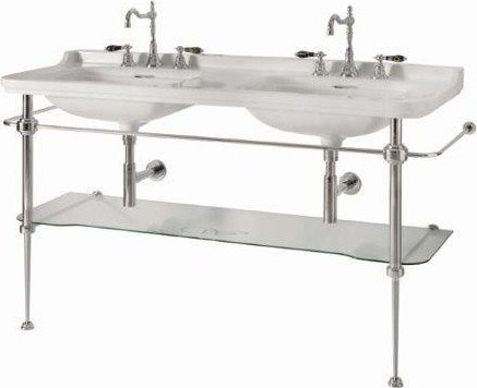 Kerasan WALDORF konstrukce pro dvojumyvadlo 150cm se skleněnou poličkou, chrom 9195K1