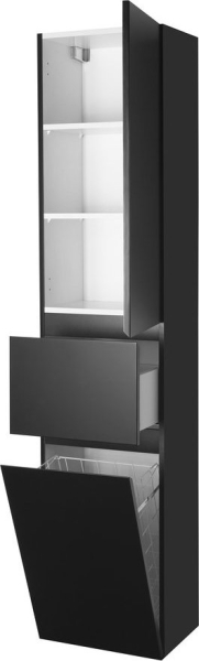 Aqualine ALTAIR vysoká skříňka s košem 40x184x31cm, černá mat, pravá AI685R