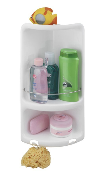 Gedy CAESAR dvoupatrová rohová polička do sprchy 226x473x160 mm, ABS plast, bílá 7080