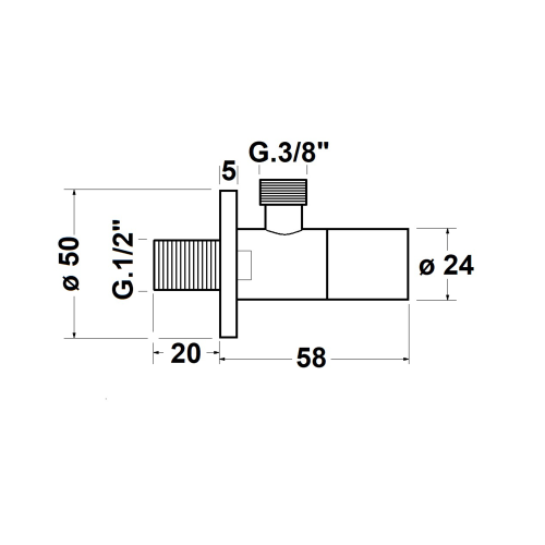 Sapho Rohový ventil kulatý, 1/2"x3/8", bílá mat SL014