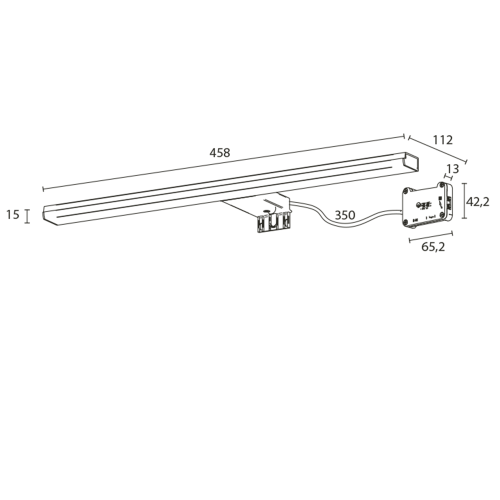 Sapho FELINA LED svítidlo, 10 W, 458x15x112 mm, IP44, chrom FE045