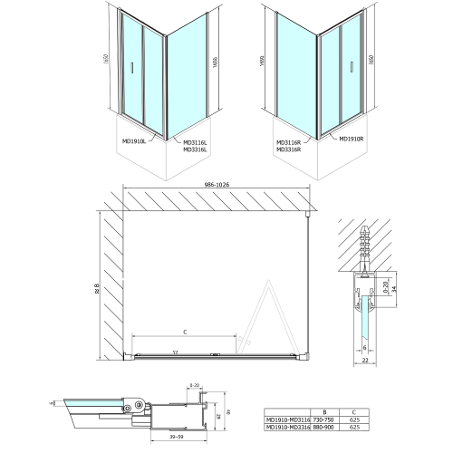 Polysan DEEP obdélníkový sprchový kout 1000x750mm L/P varianta, čiré sklo MD1910MD3116